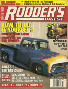 RODDER'S DIGEST 1997 APRIL - BUDGET TRUNK LATCH, CUSTOM COIL BRACKET MADE